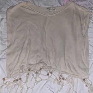 Oversized tan beaded shirt